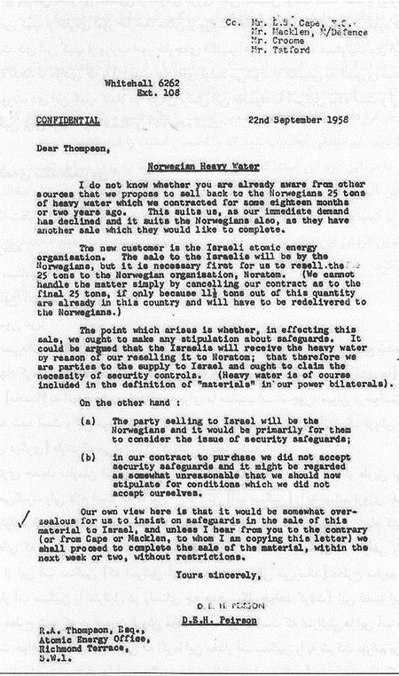 Some document about British nuclear aid to Israel